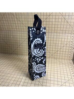 Scout Black & White Paisley Wine Tote Carrier Bag With Handle - 13" Tall
